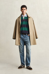 Gestreepte Heavy Rugger met chambray kraag