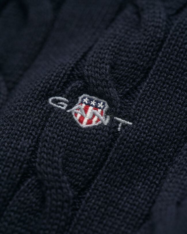 Teens kabelgebreide trui met korte rits van katoen