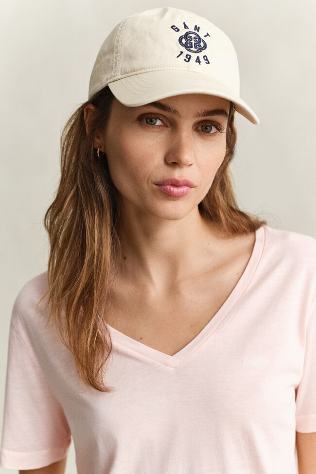 Verwassen Shield T-shirt met V-hals