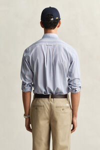 Regular Fit fil-&agrave;-fil poplin overhemd met strepen