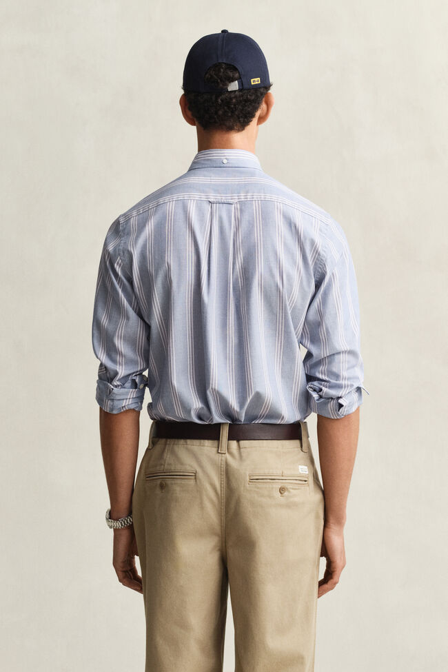 Regular Fit fil-&agrave;-fil poplin overhemd met strepen