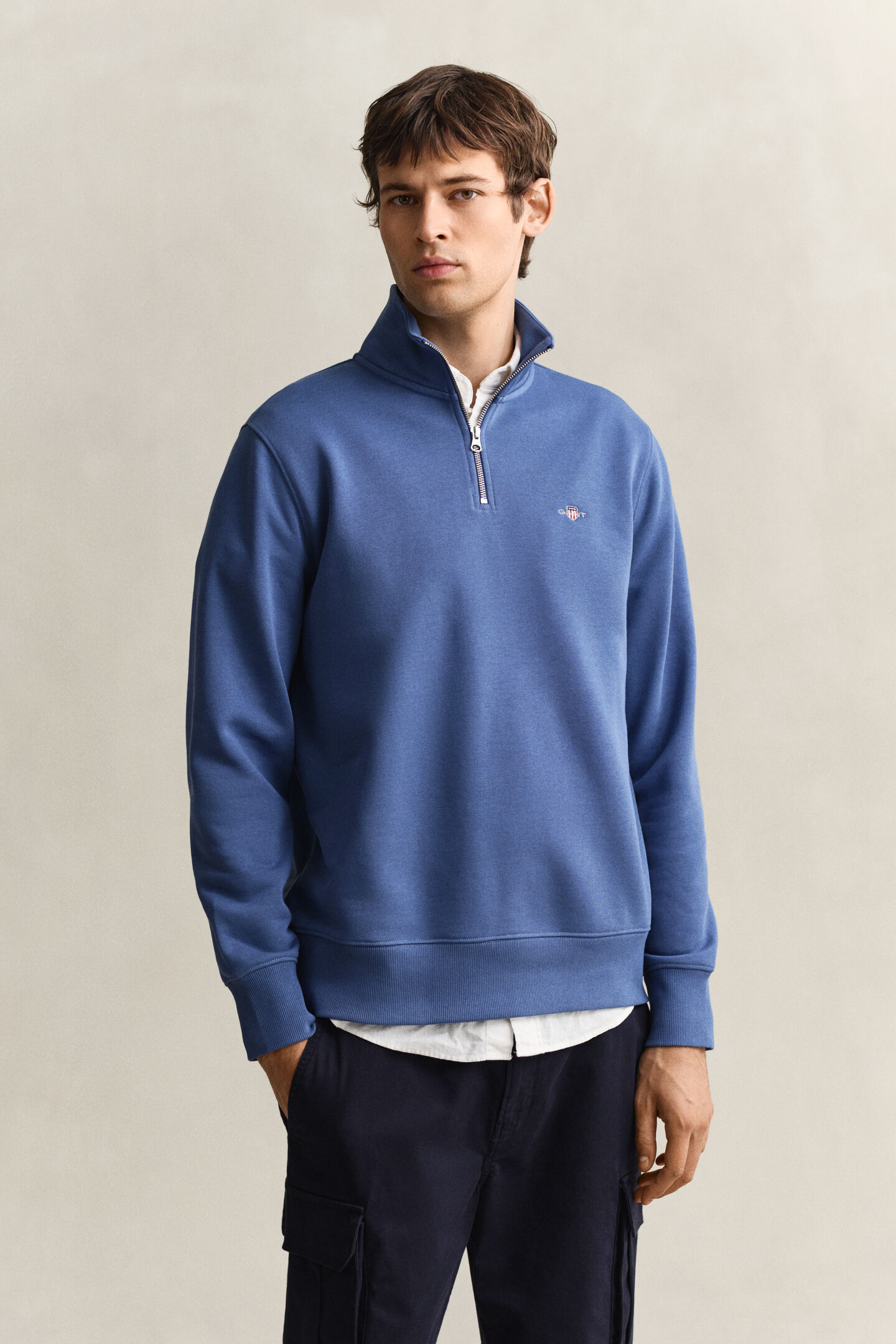 Shield sweatshirt met korte rits
