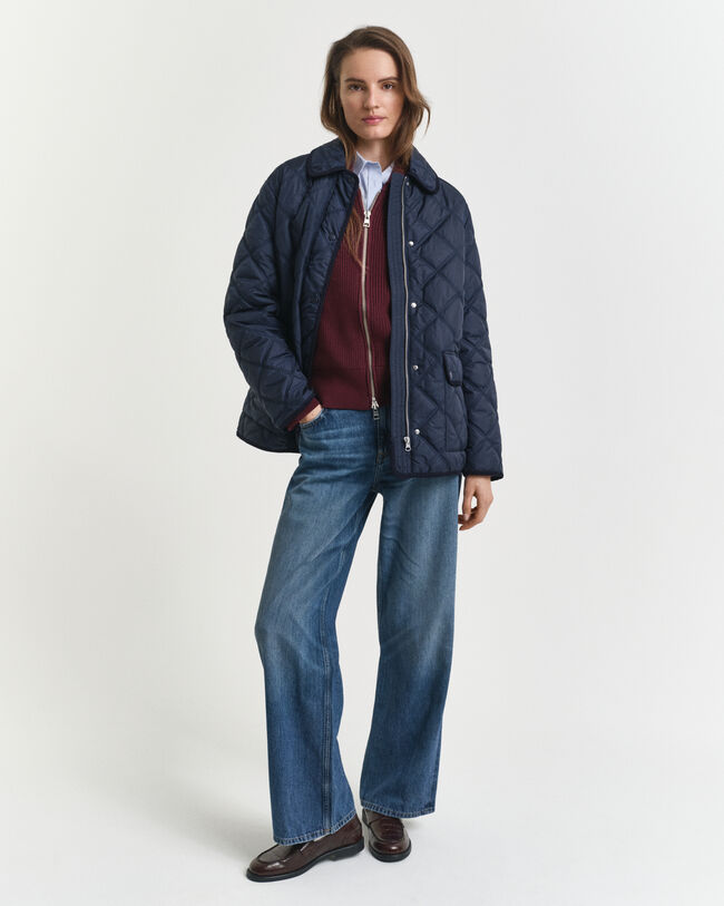 Gewatteerd jack met corduroy details