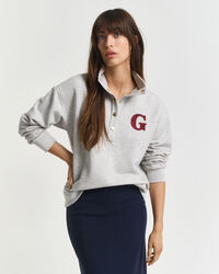 Sweatshirt met G-badge en een korte knoopsluiting
