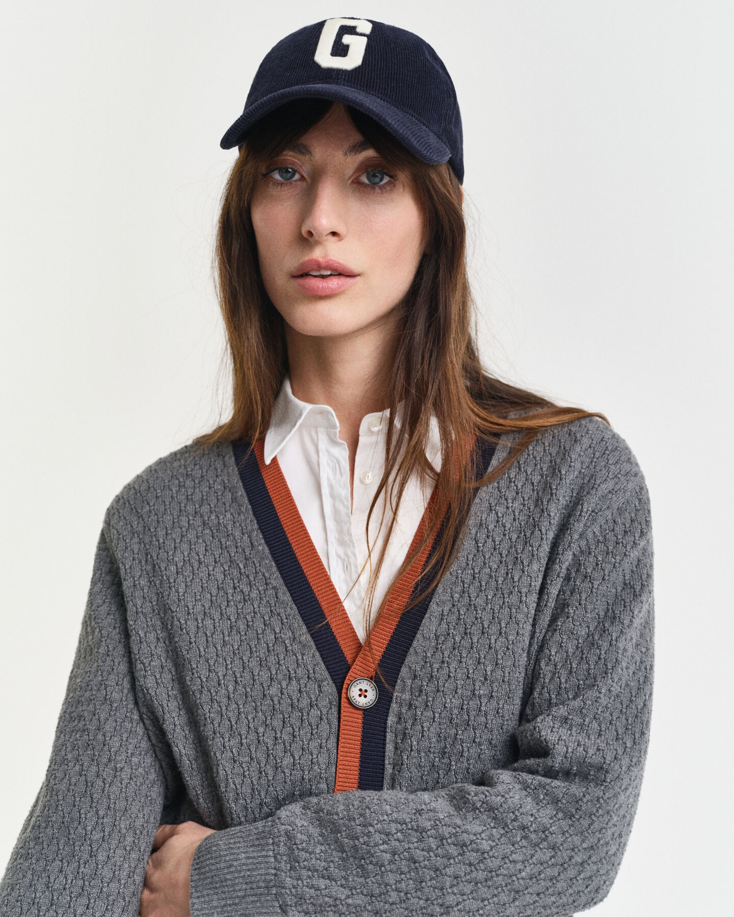 Katoenen Contrast vest met textuur