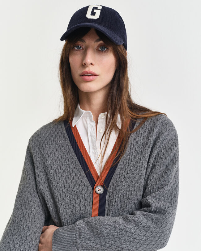 Katoenen Contrast vest met textuur