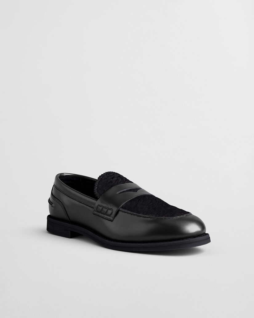Gracelyn leren loafers met bont