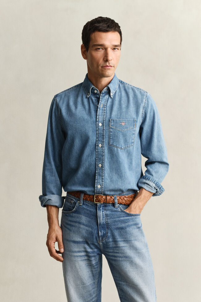 Regular Fit denim overhemd