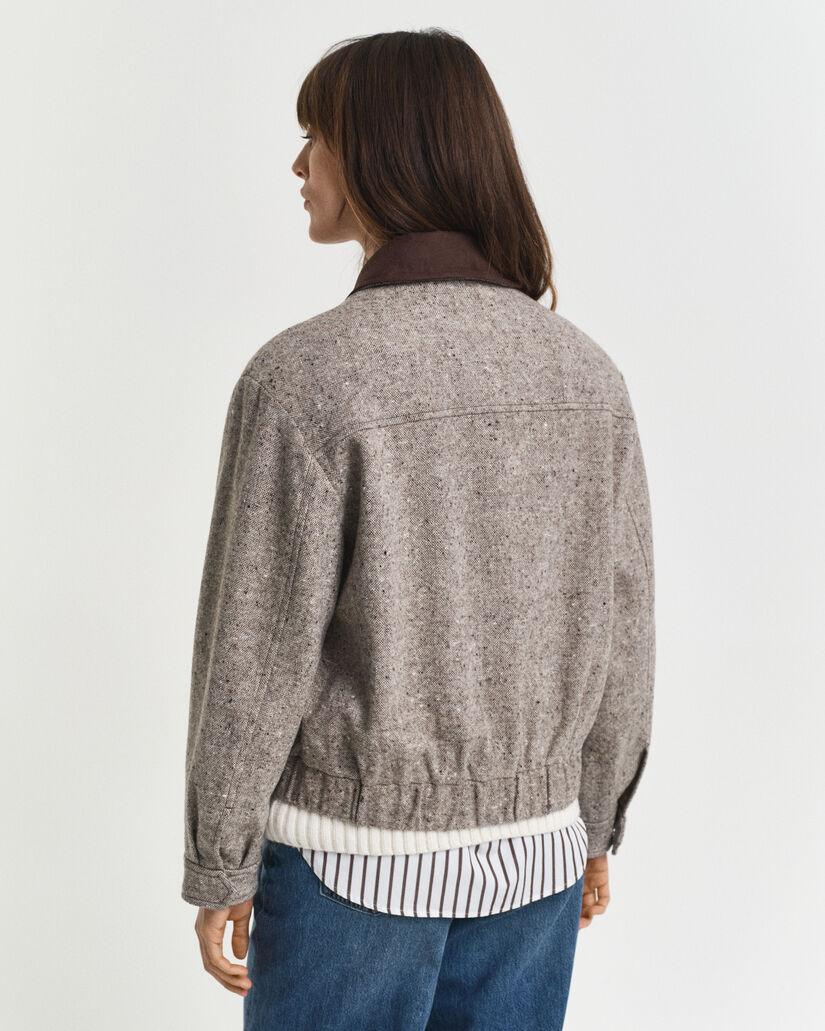 Wollen jas met contrasterende kraag