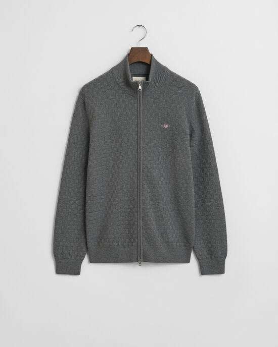 Trui met rits en microtextuur