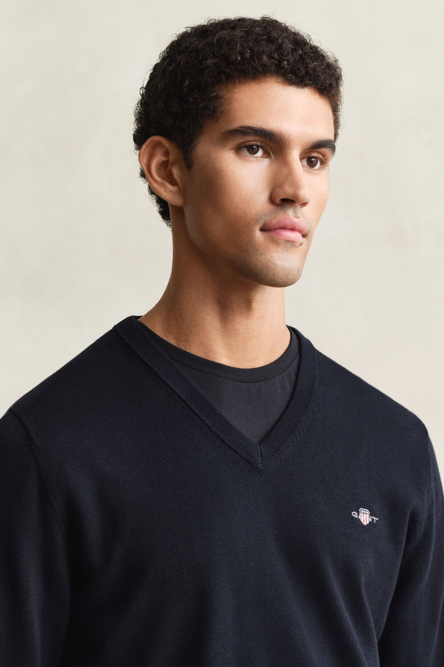 Klassieke sweater van katoen met V-hals