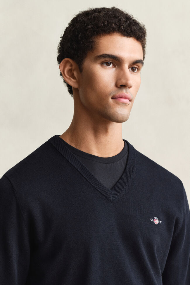 Klassieke sweater van katoen met V-hals