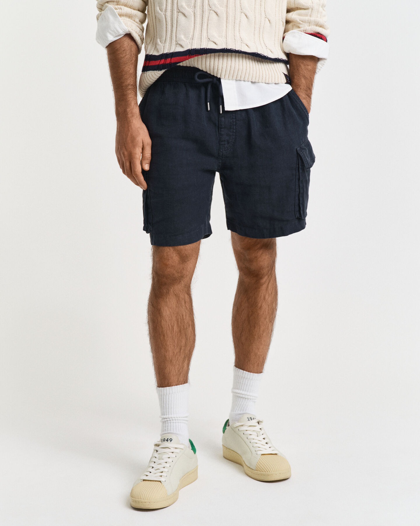 Regular Fit linnen cargoshort