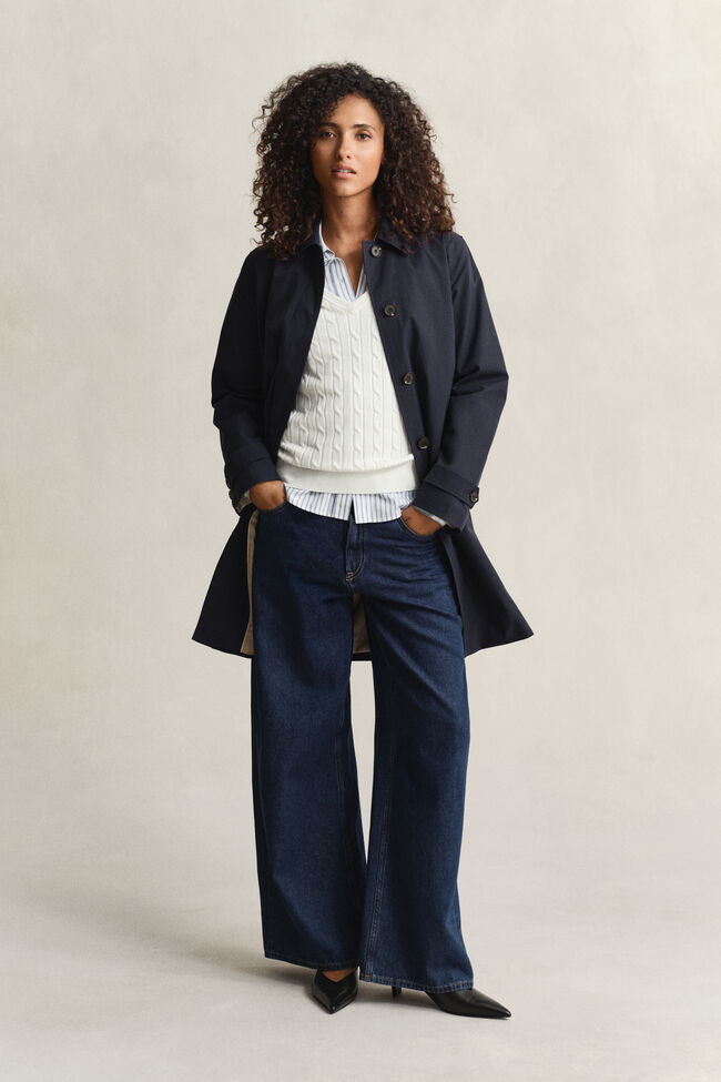 Kabelgebreide trui met V-hals