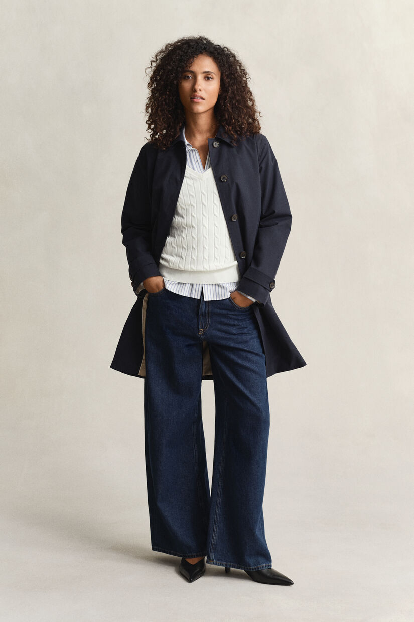 Kabelgebreide trui met V-hals