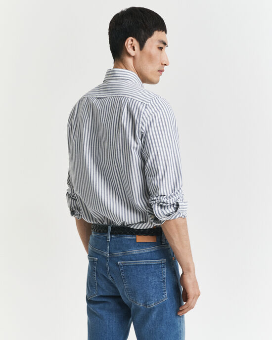 Slim Fit gestreept Oxford-overhemd met stretch