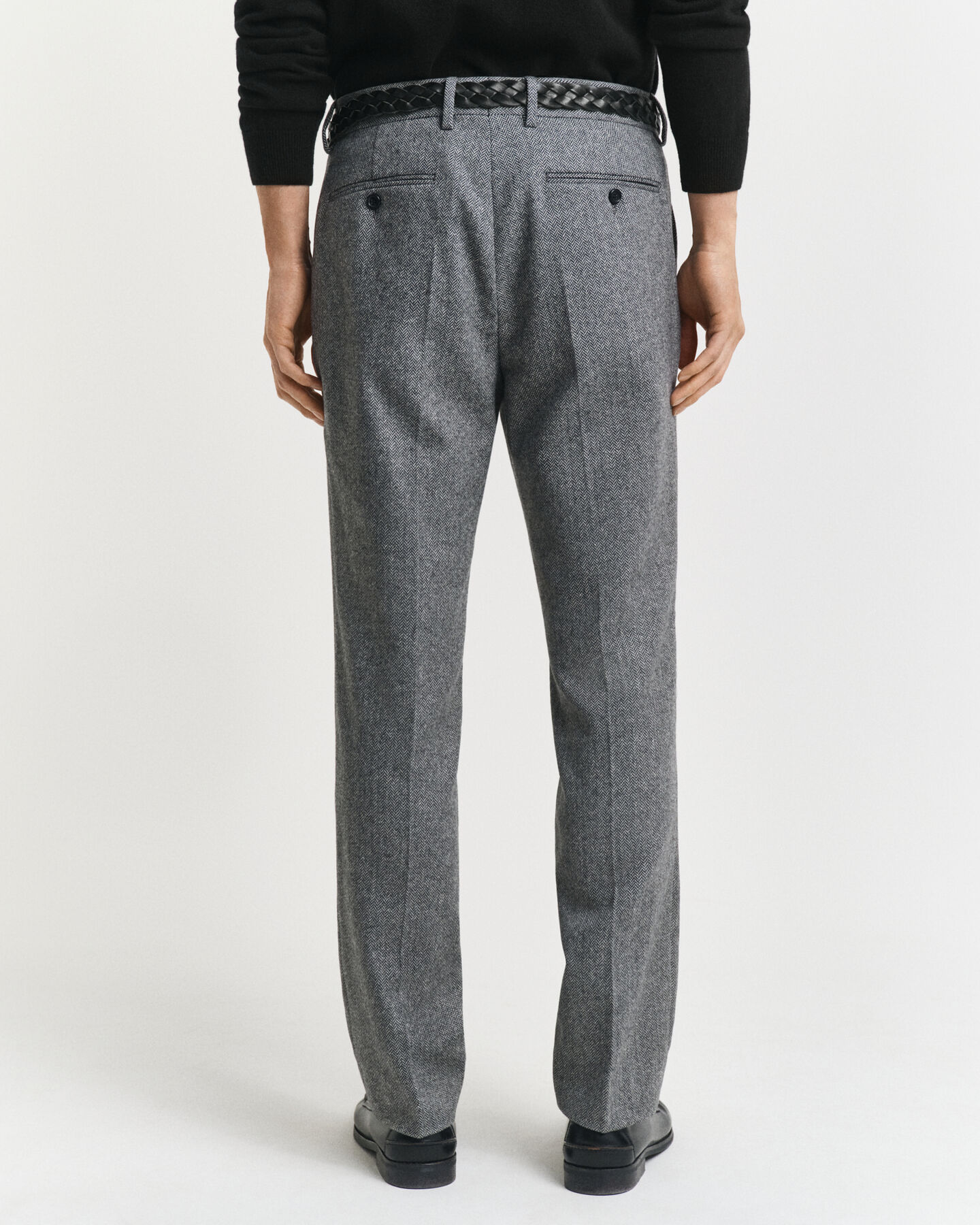 Slim Fit flanellen kostuumbroek met visgraatmotief