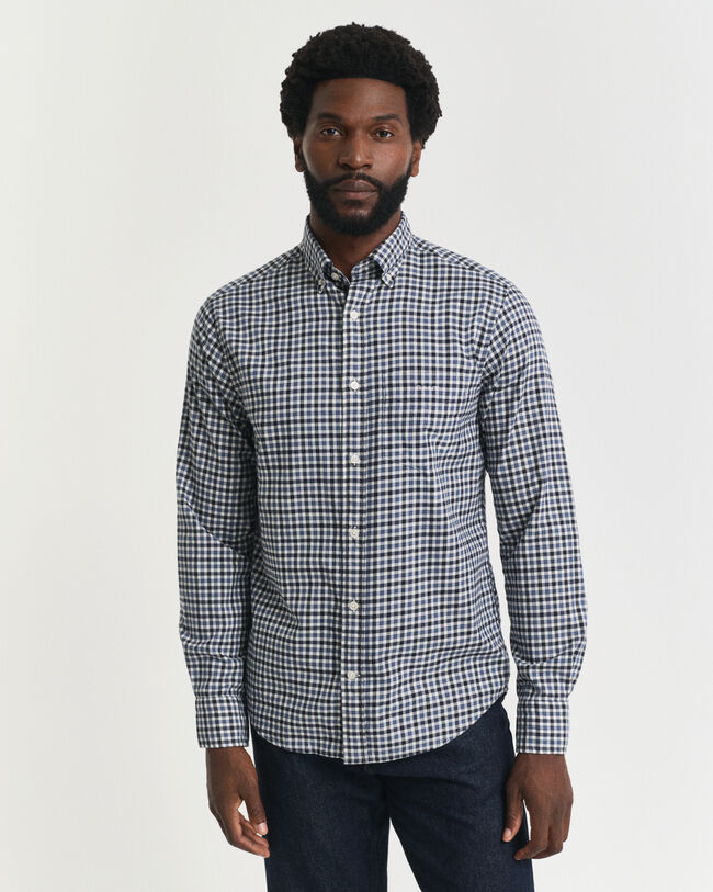 Regular Fit overhemd van keperstof met Gingham-ruitje