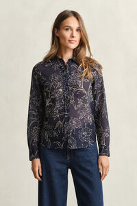 Regular Fit overhemd met bloemenprint van katoen en zijde