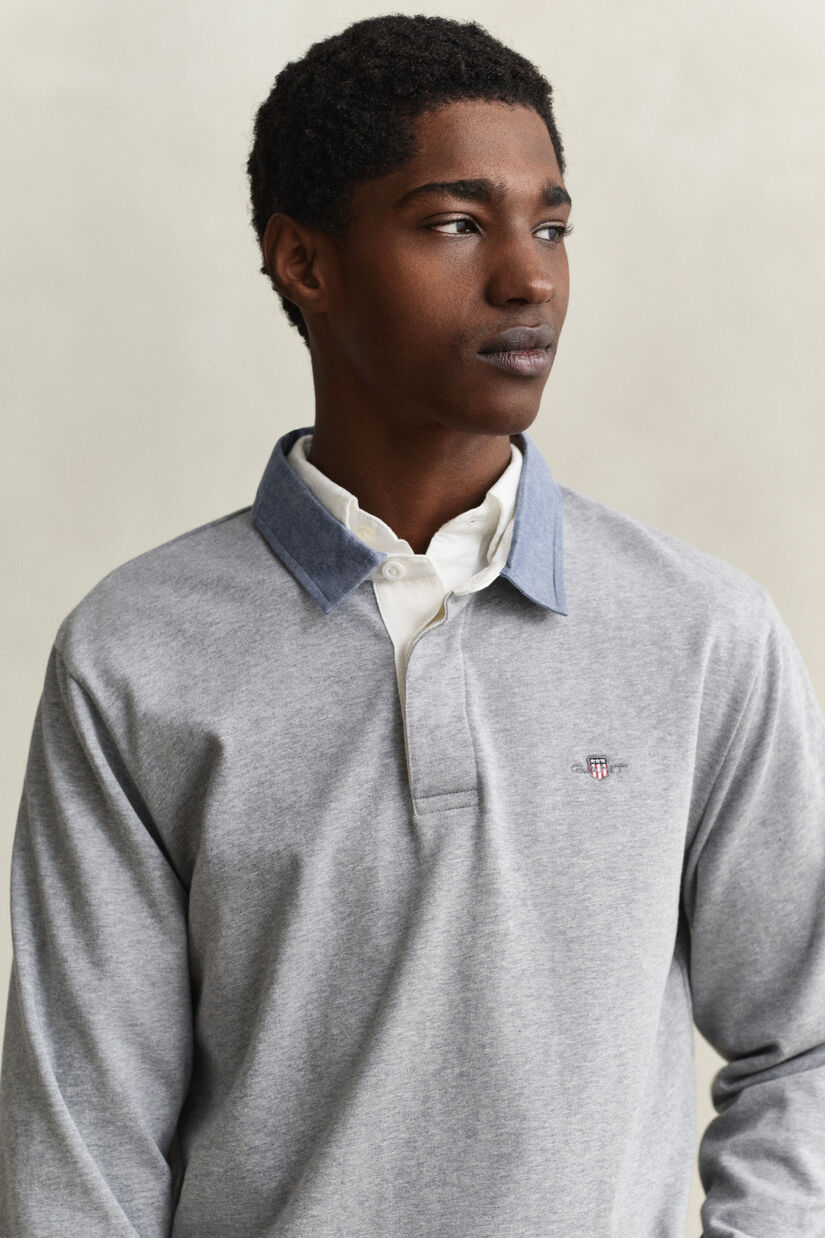 Heavy Rugger met chambray kraag