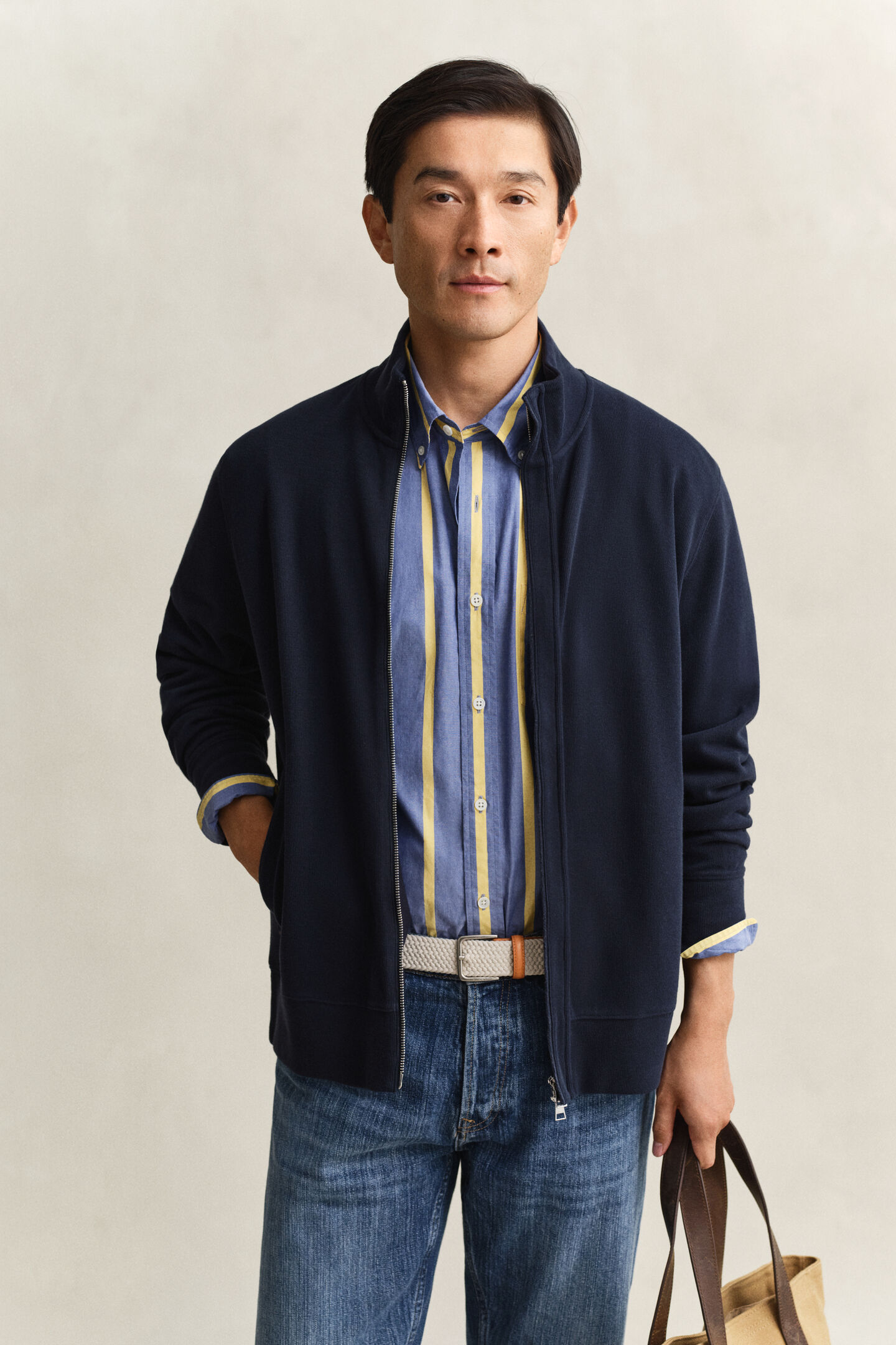 Sacker Rib sweatshirt met ritssluiting