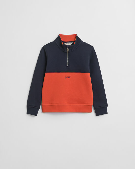Kids sweatshirt met kleurblokken en korte rits