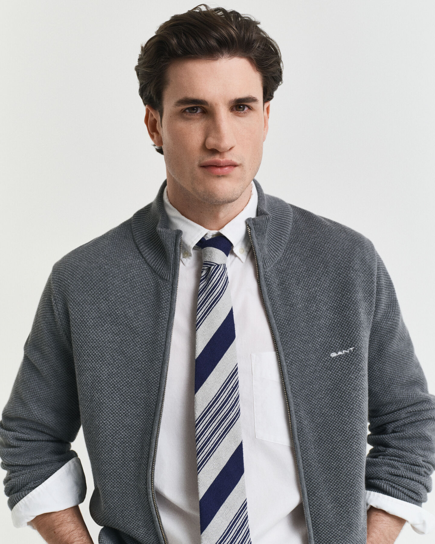 Ritsvest van katoenpiqu&eacute;