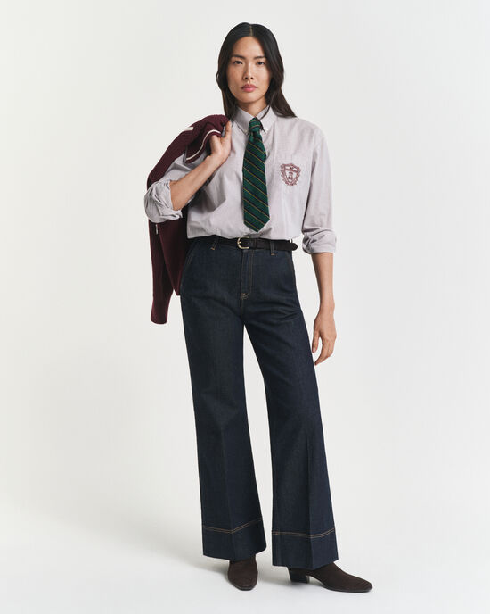 Getailleerde jeans met wijd uitlopende pijpen