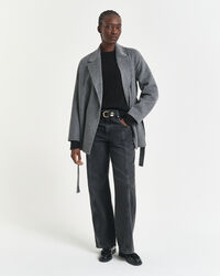 Gebreide kabeltrui met ronde hals van kasjmier