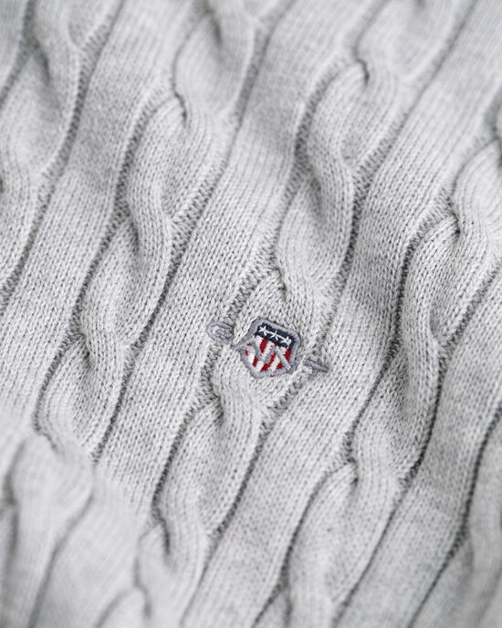 Teens Shield katoenen gebreide kabeltrui met ronde hals