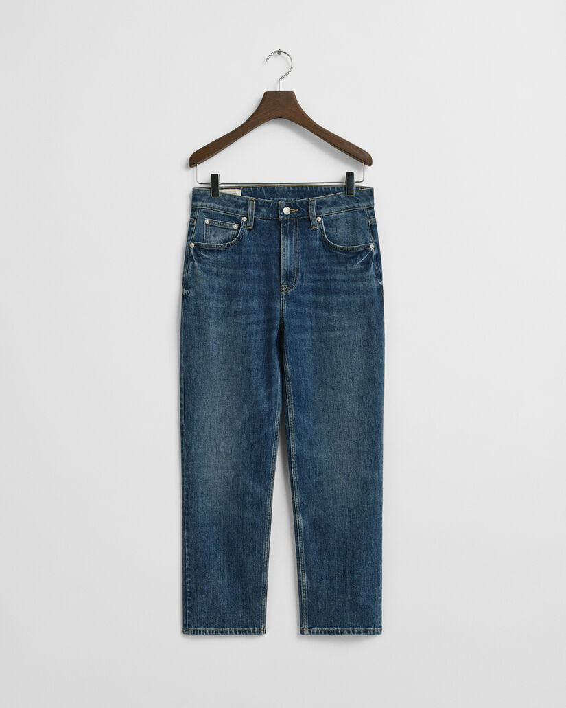 Cropped stretchjeans met rechte pijpen