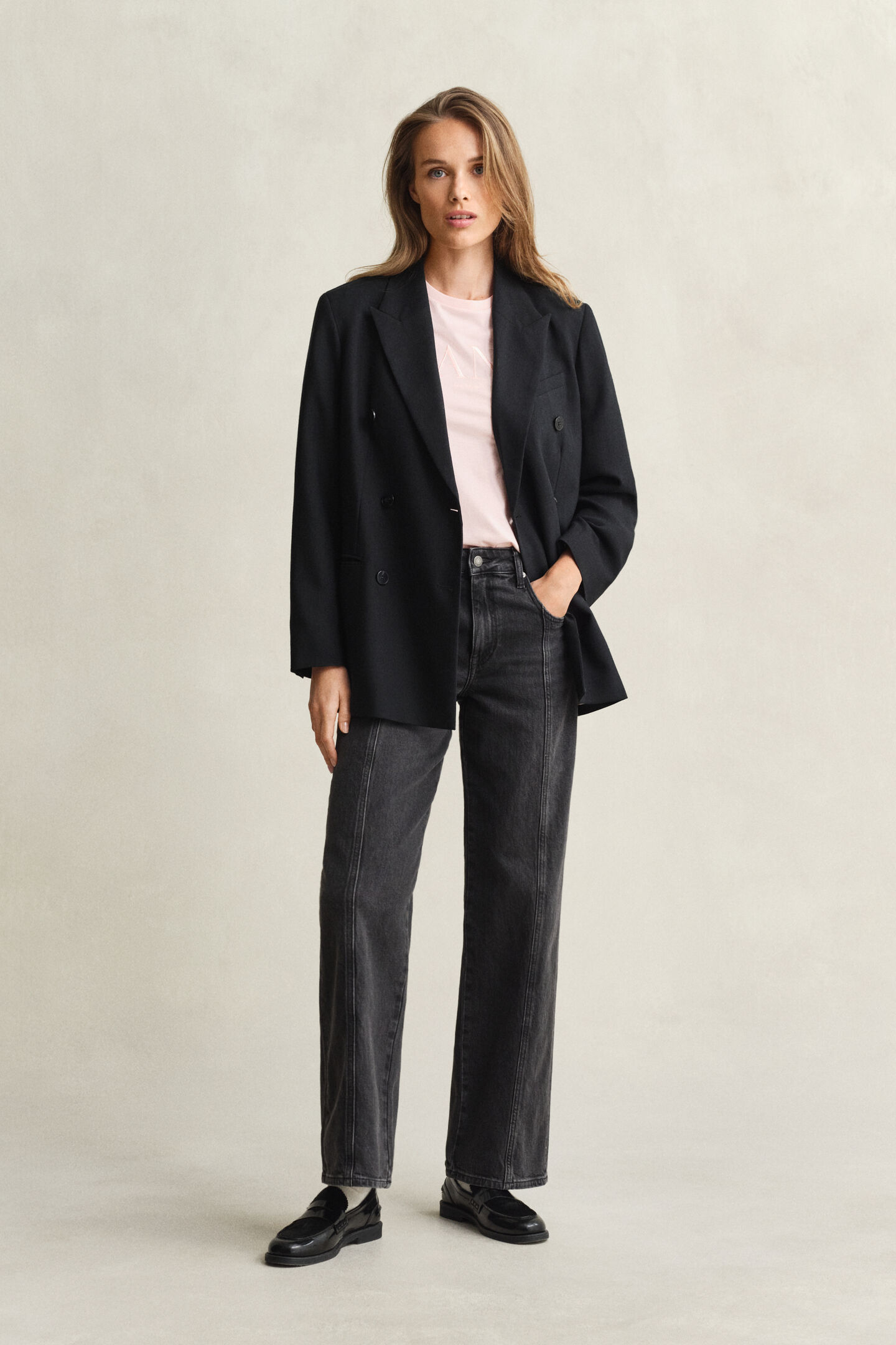 T-shirt met ton sur ton print