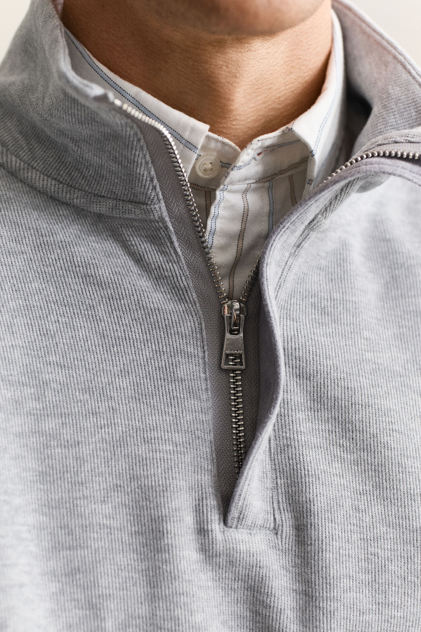Sacker Rib sweatshirt met korte rits