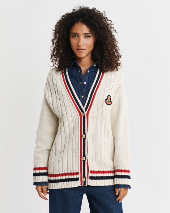 Gant Varsity kabelgebreid vest met V-hals