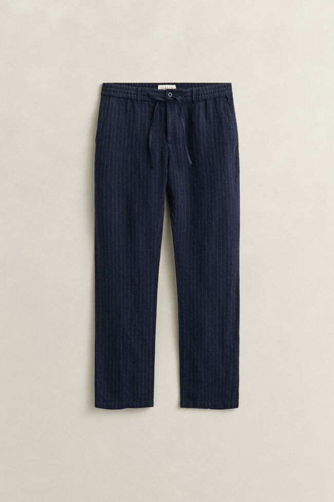 Gestreepte linnen broek