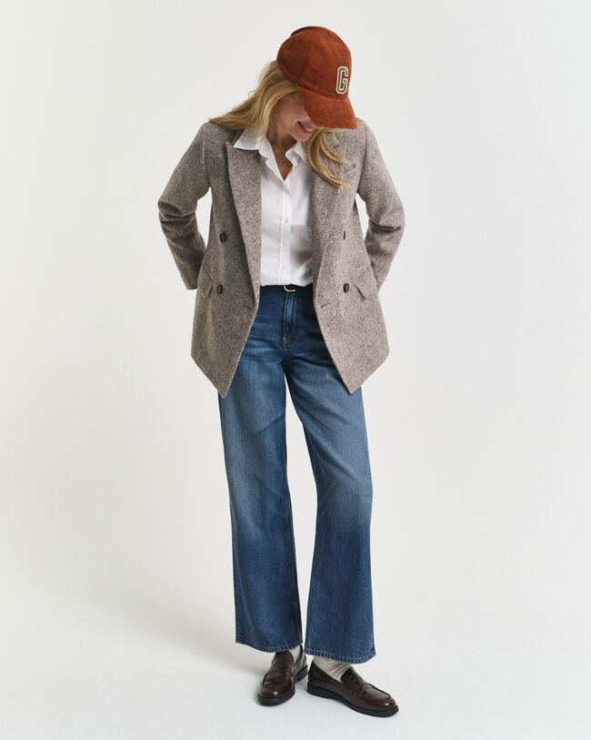 Regular Fit wollen blazer met textuur