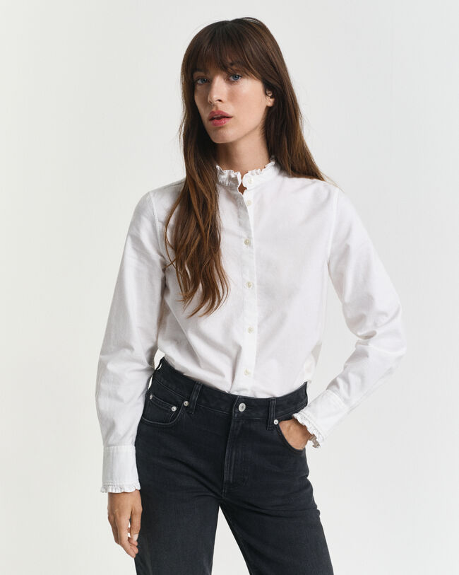 Klassieke Oxford-blouse met ruche