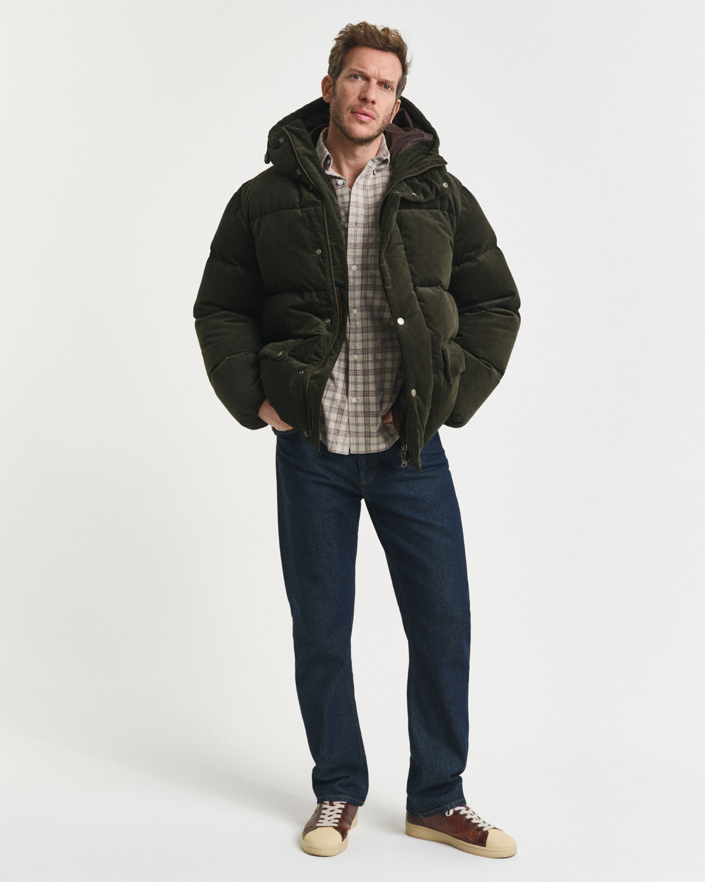 Regular Fit geruit corduroy overhemd